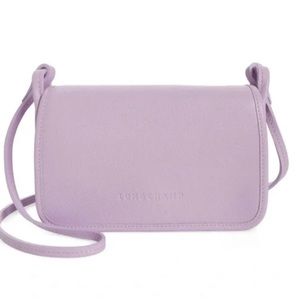 NWOT Longchamp Le Foulonné Leather Wallet Crossbody Bag in Lilac/Lavender
